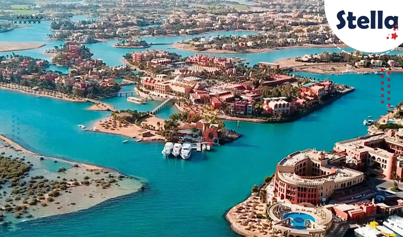 Verken het charmante El Gouna – een elegante lagunestad met jachthaven, boetieks en gezellige terrasjes.
